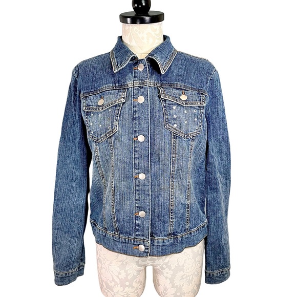 Cache Studded Denim Jacket Women's 12 - Picture 1 of 14